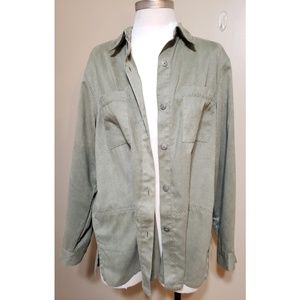 Alfred Dunner Olive Button Down Shirt